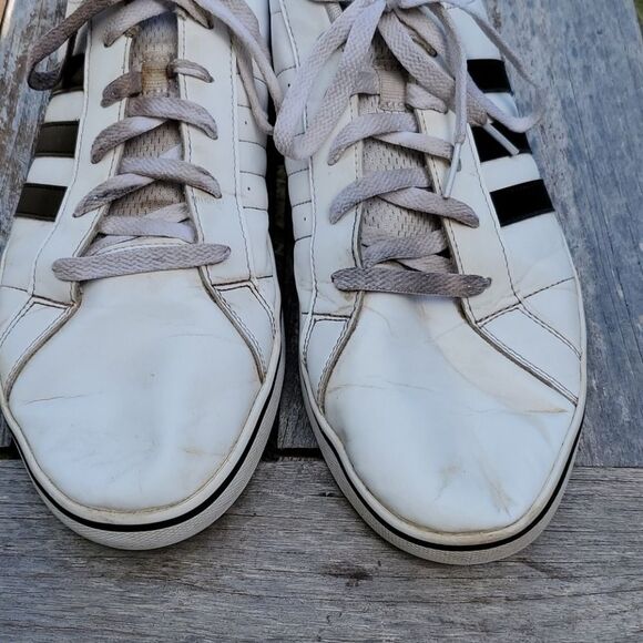 Adidas White Black Stripes Shoes 13 - Picture 4 of 7